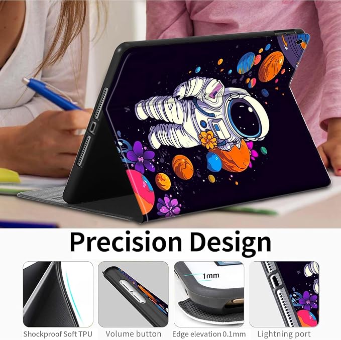 Case for iPad (A16) 11th Generation 11 Inch (2025)iPad 10th Generation 10.9 Inch (2022)PU Leather Slim Standing Smart Coverwith Auto Sleep/WakeBall on Fire