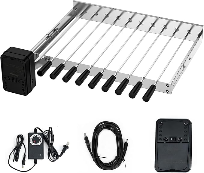 Skyflame Electric Barbecue Shish Kabob Skewer Set with 9pcs Skewers