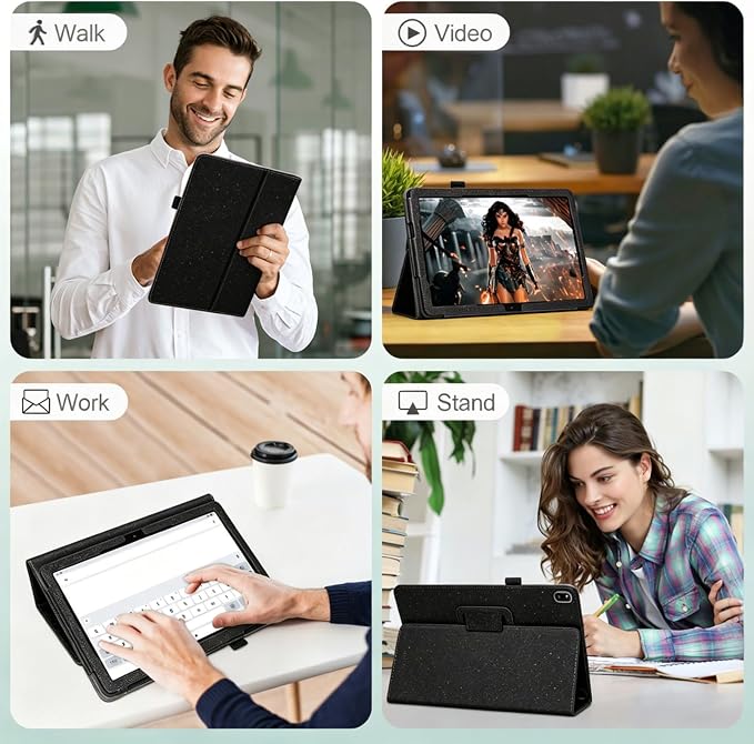 Case for T-Mobile Revvl Tab 2 Tablet - Folio Premium PU Leather Protective Stand Cover with Auto Sleep/Wake Almond Blossom