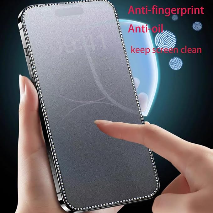 2PCS Glitter Privacy Matte Screen Protector Suit for iPhone 15 Pro Max Diamond Anti-Spy Bling Shiny Sparkling Tempered Glass Suit for iPhone 15 Pro Max 6.7Inch
