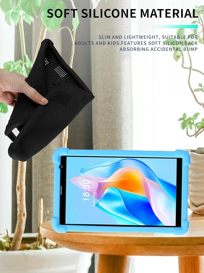 Case for PRITOM B8/PRITOM L8/VASOUN Tab8 Tablet 8 Inch- Soft Silicone Shock Proof Lightweight Stand Rubber Shell Protective CoverKids Friendly Soft Silicone Adjustable Stand CoverBlack