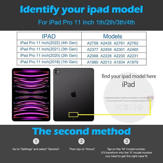 Leather Case for iPad 11th/10th Gen (11/10.9) Black | Genuine Leather Pencil Holder Adjustable Stand Magnetic Closure Auto Wake/Sleep