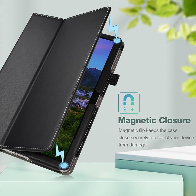 Case for Onn. 10.1 Inch Tablet Gen 4 Model:100135925 2024 Release - Folio PU Leather Stand Cover with Pencil Holder Black
