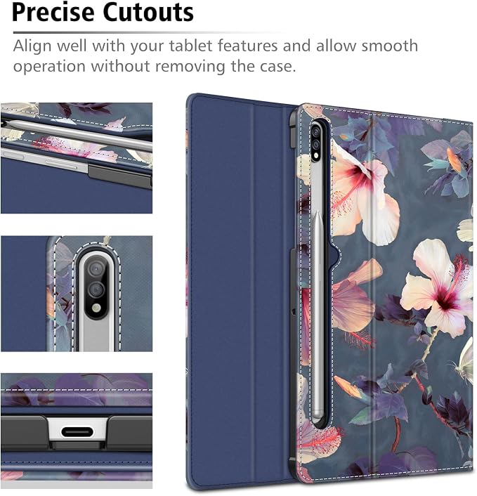 Fintie Portfolio Case for Samsung Galaxy Tab S8/Tab S7 11 Inch | Multiple Angles Business Cover with Pocket Built-in S Pen Holder Auto Sleep/Wake Dreamy Marble