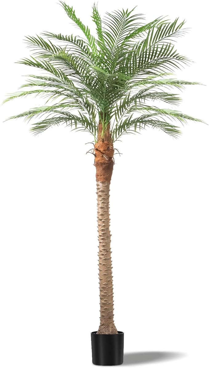 Artificial Phoenix Palm Tree 8ft Tall – Fake Large Tropical Tree with 18 Adjustable Leaves, Outdoor Indoor Faux Sago Palm Plant for Living Room Patio Poolside Yard Decor (1, 8ft)
