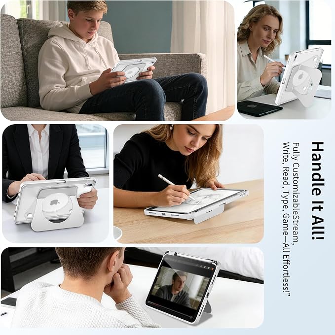 Case for iPad Air 11-inch (M4 2026/ M3 2025/ M2 2024) &amp 10.9-inch (5th/ 4th Gen) 2022/2020Dual Metal Foldable Stand Any Angle Support with Pencil Holder (Black)