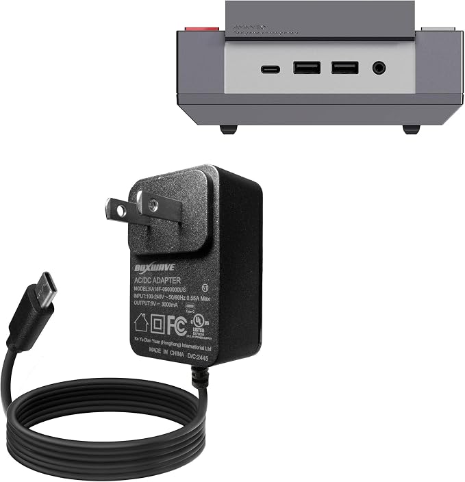 BoxWave Charger Compatible with Ayaneo Retro Mini PC AM02 - Wall Charger Direct (15W) Rapid Charge Your Device with Built-in 3ft Cable