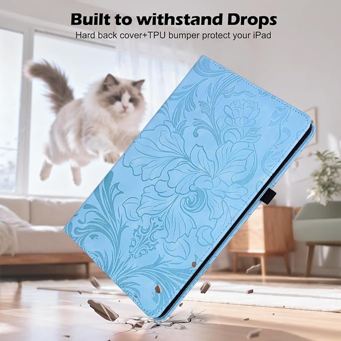 ALILANG Case for Samsung Galaxy Tab A7 10.4-Inch 2022/2020 (SM-T500/ T503/ T505/ T507/T509) Multi-Angle Viewing Protective Tablet Cover with Folding Stand &amp Pencil Holder -Blue