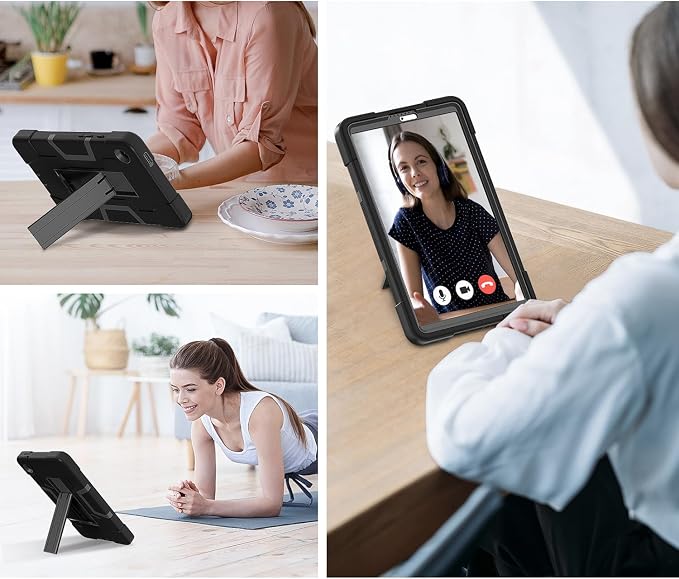 case for Galaxy Tab A9 8.7 2023 Case Hard PC Soft Silicone Kickstand Rugged Heavy Duty High Impact Protective Case for Samsung Galaxy Tab A9 8.7 Inch 2023 SM-X110 SM-X115 Black