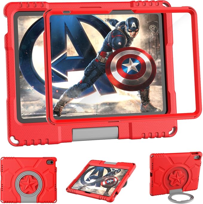 Kids Case for iPad 10th Generation 10.9-inch (2022) &amp iPad Air 11-inch M2 (2024) &amp iPad Pro 11-inch M4 (2024) Lightweight Shockproof Case Built-in Screen Protector with Handle Stand Black