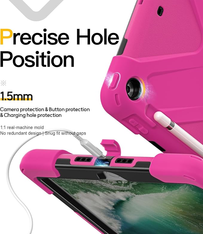 BRAECN Case for iPad 6th/5th Generation - 9.7 inch 2018/2017 Black | Protective Heavy Duty Shockproof Rugged Cover for Kids/Adults 360° Rotating Hand Strap/Stand &amp Detachable Shoulder Strap