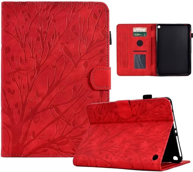 Case for Amazon Fire HD 8 &amp 8 Plus (12th/10th Generation 2024/2022/2020 Release) Pen Holder Premium PU Leather Stand Cover with Smart Auto Wake/Sleep Green Tress