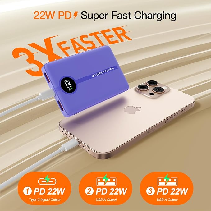 Magnetic Portable Charger, 16800mAh Wireless Power Bank, with 20W USB-C Fast Charging and LED Digital Display Magnetic Battery Pack, Compatible with iPhone 16/15/14/13/12 Full Series (2025)