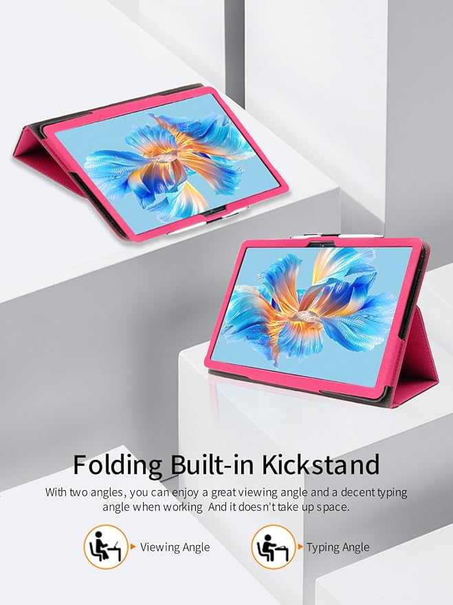 for ROWT A10 Android 10 inch Tablet CaseFolding Stand Protective Cover with Pencil Holder and Wrist StrapFull Protection Premium PU Scratch Resistant(Black)
