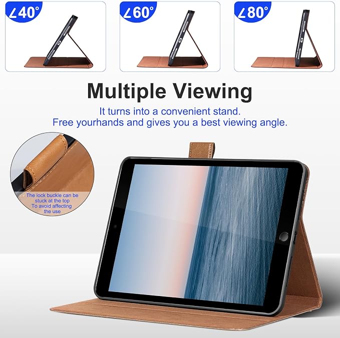 Leather Case for iPad 9th/8th/7th Gen 10.2 Inch (2021/2020/2019) | Premium Leather Folio Cover with Magnetic Closure Adjustable Stand Auto Sleep/Wake shockproof Protective CaseBlack