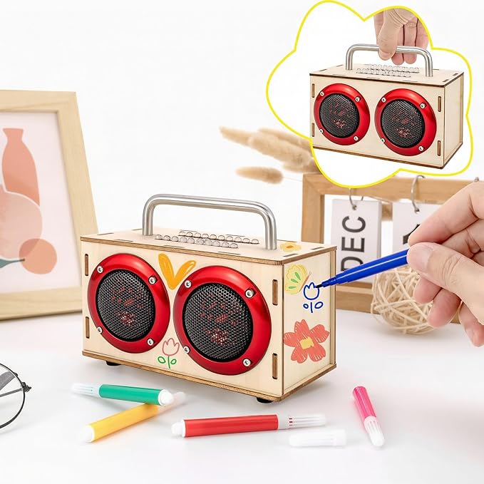 DIY Bluetooth Speaker Kit with Metal Handle - STEM Projects for Kids Ages 8-12, Build Your Own Portable Speaker, No Soldering Electronics Science Gift, STEM Toys for 8 9 11 13
