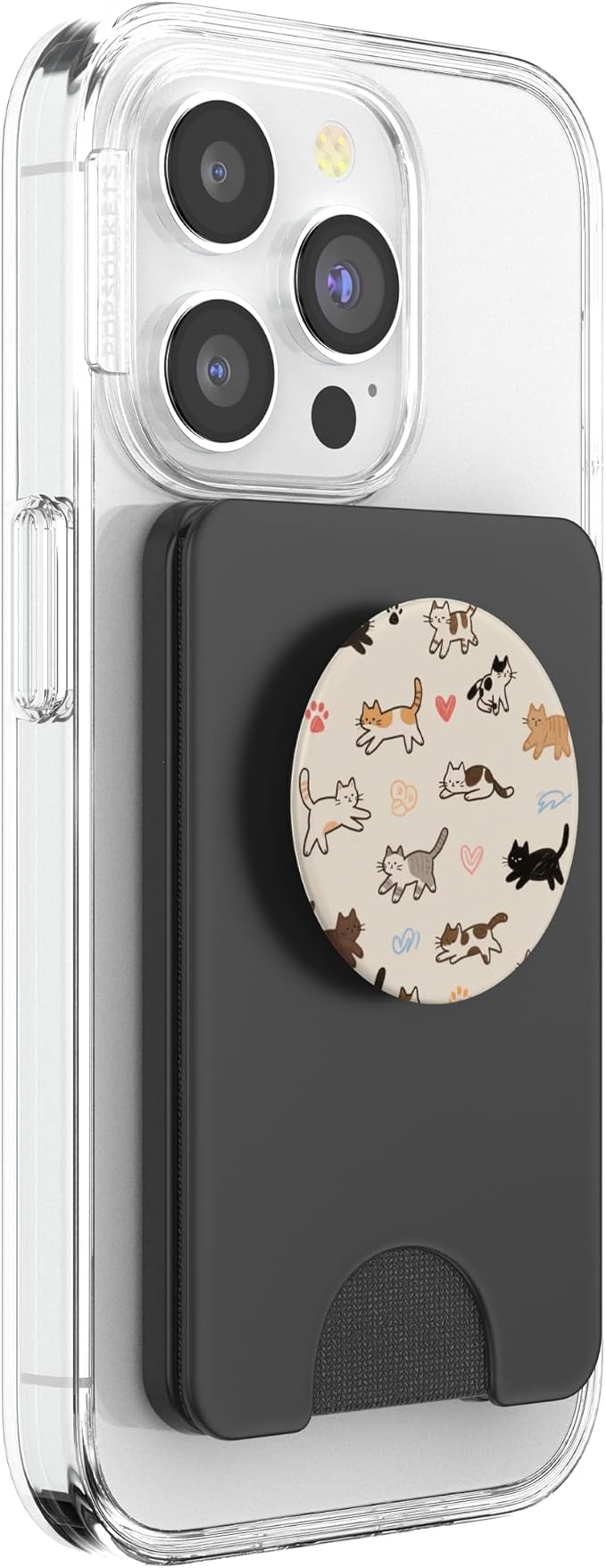 Beige Cute Cat Lover Pattern PopSockets PopGrip for MagSafe