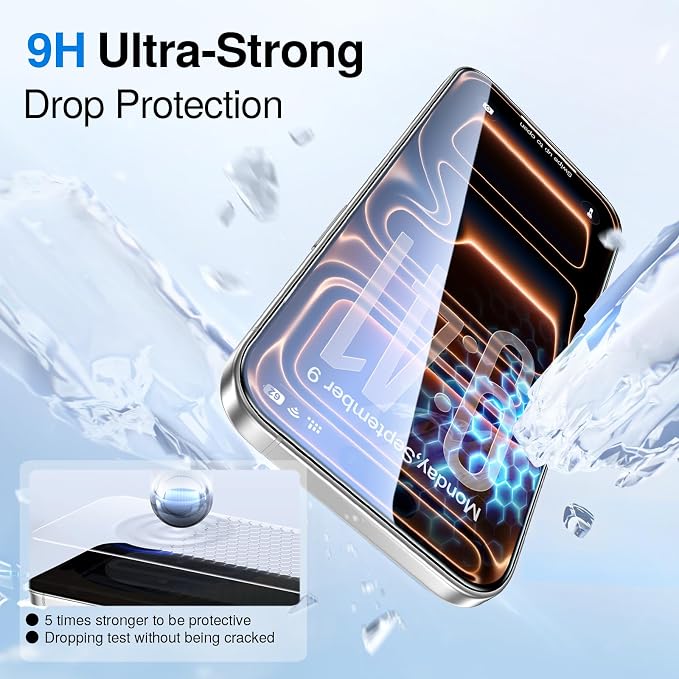 SMARTDEVIL (3+3 Pack HD Clear Screen Protector for iPhone 14 Pro Max with 3 Camera Lens Protectors 9H Tempered Glass Shatter-Resistant SmartPull Dust &amp Bubble-Free Install Frame Case-Friendly
