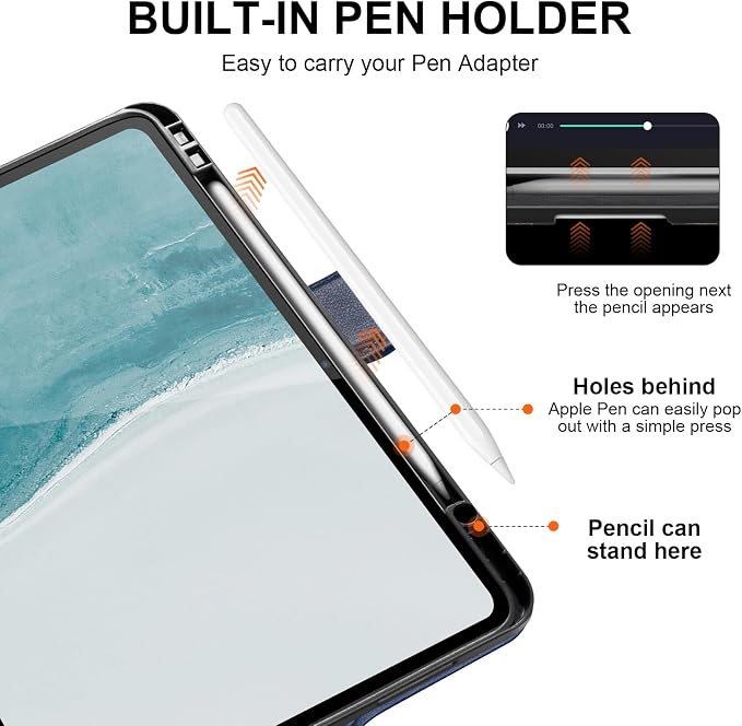 Leather Case for iPad 11th/10th Gen (11/10.9) Black | Genuine Leather Pencil Holder Adjustable Stand Magnetic Closure Auto Wake/Sleep