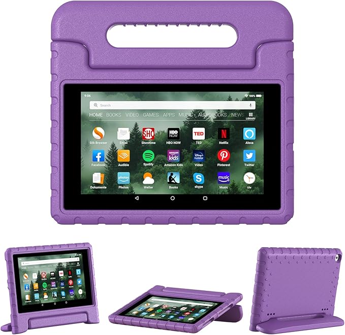 Kids Case for Kindle Fire HD 8 Tablet Case (8th/7th/6th) Shockproof Blue | 2018/2017/2016 Release Lightweight EVA Handle Stand Full Protection For Kids Daily Use