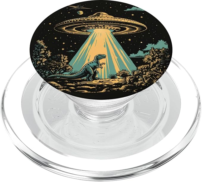 Alien Lover Flying Saucer UFO Abduction Dinosaur PopSockets Adhesive PopGrip