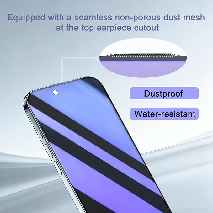 2 Pack Compatible with iPhone Privacy Screen Protector Anti-Spy Anti-Blue Light Eye Protection Tempered Glass Film Scratch Resistant Full Coverage Case Friendly (for iPhone 16 Pro Max)