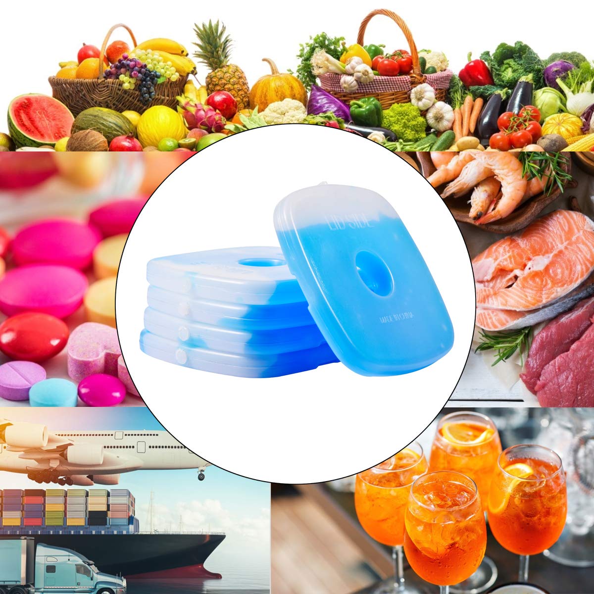 Cold Ice Pack Brick Reusable Long Lasting Cool Slim Thin Freezer Pack Cooler for Lunch Boxes Bag