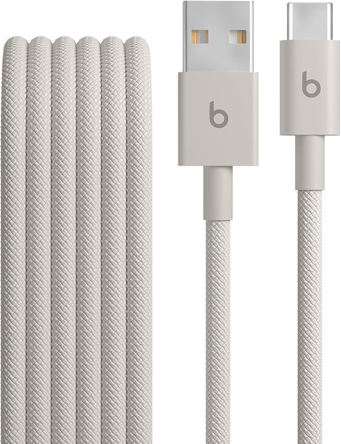 Beats 240W USB-C to USB-C Braided Cable Fast Charging Durable/Tangle Free Compatible with Apple and Android Devices (3 m/10 ft) – Bolt Black