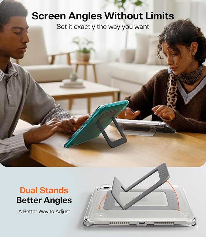 TORRAS Ostand K3 Neo for iPad Air 11 Inch Case (M4 2026 M3 2025 M2 2024) Viewing Angles AdjustableUltra Stable Stand Shockproof Protective Slim Kickstand Case with Pencil Holder Glacier Sprint
