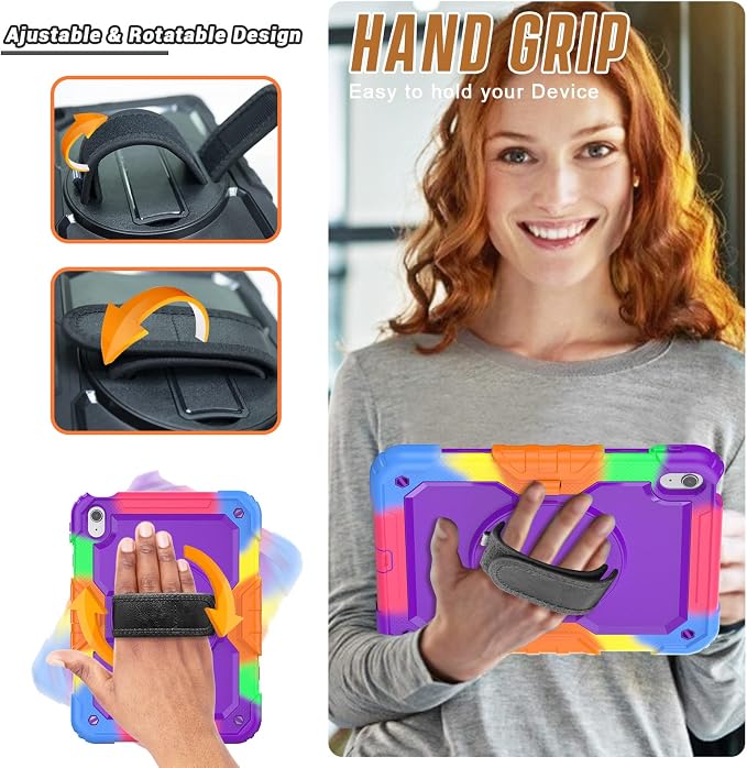 Case Compatible with iPad (A16) 11th 2025/10th Gen 2022 | Built-in Screen Protector Pen Holder Heavy Duty Shockproof Rugged Protective Case W/Handle Shoulder Strap