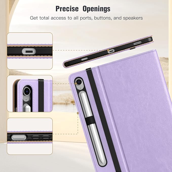 MoKo Case for Samsug Galaxy Tab S10 Lite/ S10 FE/ S9 FE/ S9 10.9/11 Inch | Built-in S Pen Holder Case for Samsung Tablet (2025/2023) PU Leather Hand Strap &amp Front Pocket Blue &amp Brown