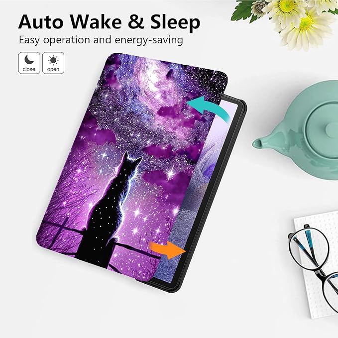 for 10.1 Amazon Fire HD 10 Tablet (13th Generation 2023 Release)PU Leather Multi-Angle Anti Slide Stand Cases with Auto Wake/SleepAnimals Dog Paws Galaxy