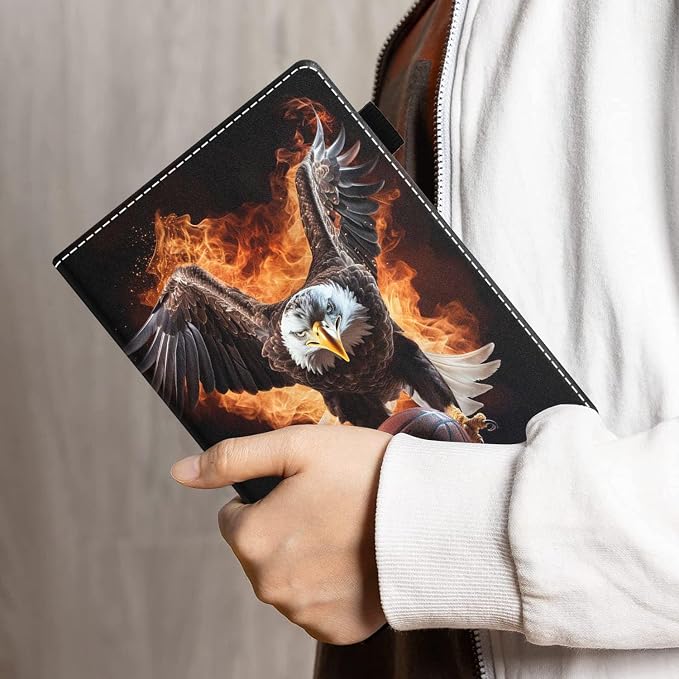 Case for Amazon Kindle Fire HD 8/Fire HD 8 Plus Tablet (12th/10th Generation 2024/2022/2020 Release) - PU Leather Folio Cover with Smart Auto Wake/Sleep Bald Eagle