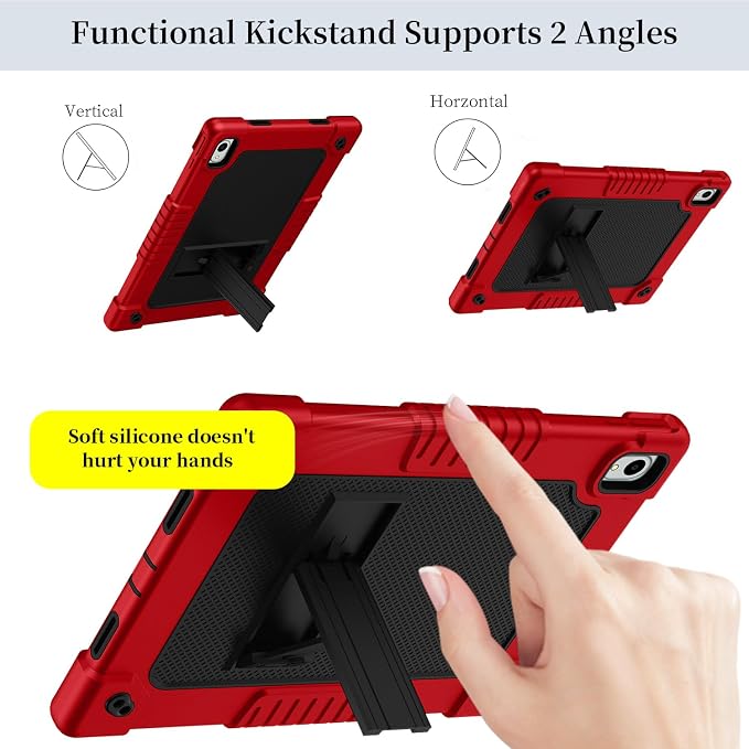 Compatible with Walmart Onn.11 Tablet Pro Case 2024 (Model:100146660) Silicone Hard Back Hybrid Cover Built in Kickstand Shoulder Strap Case for Onn 11 Tablet Pro 11 inch (Black)