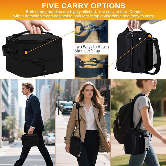 Expandable(18cans) Lunch Box Insulated Lunch bag for Men Kids Boys Teens Adult Portable Stylish Small Lunchbox With Shoulder Strap for Working Office school Picnic