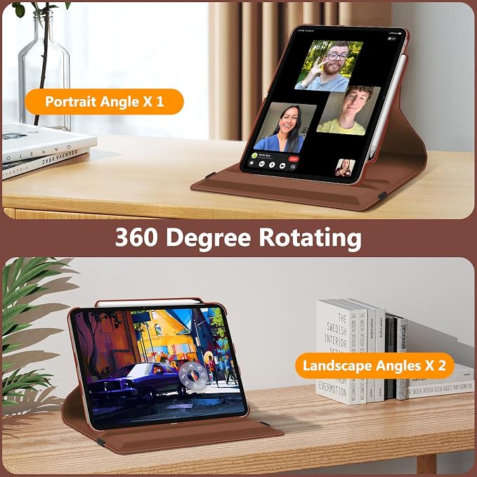 Fintie Rotating Case for iPad Air 13-inch M4/M3/M2 (2026/2025/2024) | 360° Swivel Stand Landscape &amp Portrait Viewing Shockproof Protective Cover Pencil Holder Auto Sleep/Wake Black