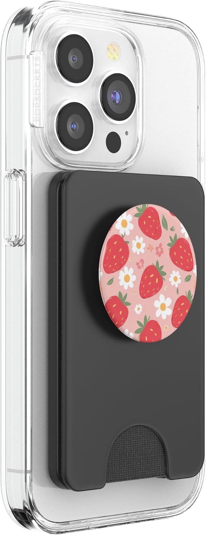 Pink Strawberry Daisy Pattern PopSockets PopGrip for MagSafe