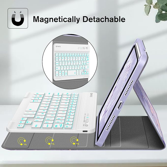 FINTIE Keyboard Case for iPad mini 7th Generation (A17 Pro) / mini 6 8.3 | Detachable Magnetic Bluetooth Keyboard Soft TPU Cover Multi-Angle Viewing Pencil Holder Backlight/Fantasy Ombre