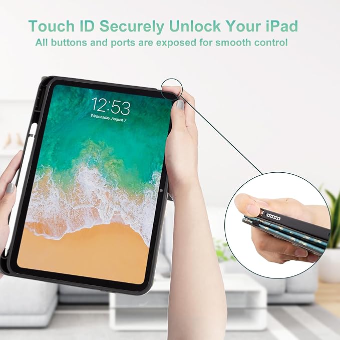 Lokigo Case for iPad (A16) 11th/10th Generation Aurora Forest | for iPad 11th-11 Inch/10th-10.9 Inch Stand Cover Pencil Holder/Hand Strap/Pocket Support Touch ID Auto Wake/Sleep