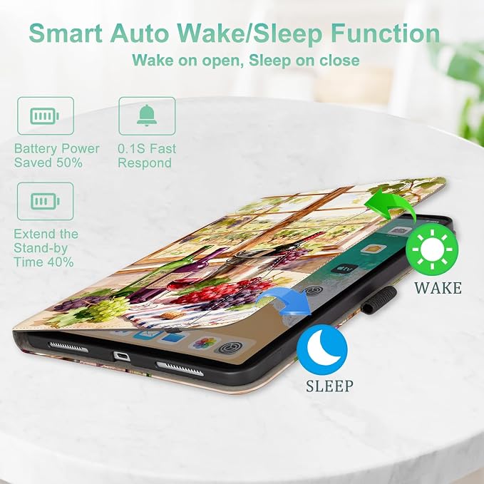 Lokigo Case for iPad (A16) 11th/10th Generation Aurora Forest | for iPad 11th-11 Inch/10th-10.9 Inch Stand Cover Pencil Holder/Hand Strap/Pocket Support Touch ID Auto Wake/Sleep