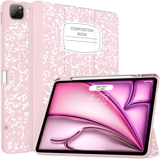 Soke Case for iPad Air 13 Inch (M4/M3/M22026-2024) iPad Pro 12.9 6th/5th Generation with Pencil Holder(2021 2022 Release)-[Apple Pencil Charging + Auto Wake/Sleep] Soft Back Cover Book Black