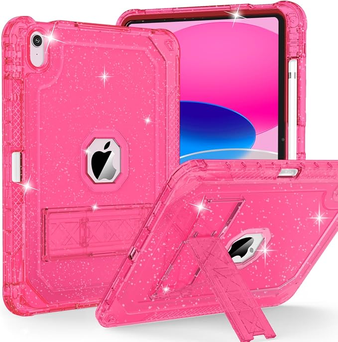 ZoneFoker Case for iPad 11-inch (A16) 2025 / iPad 10th Gen 10.9 inch 2022 Heavy Duty Shockproof Rugged Protective with Pencil Holder 11th / 10th Translucent Cover with Kickstand