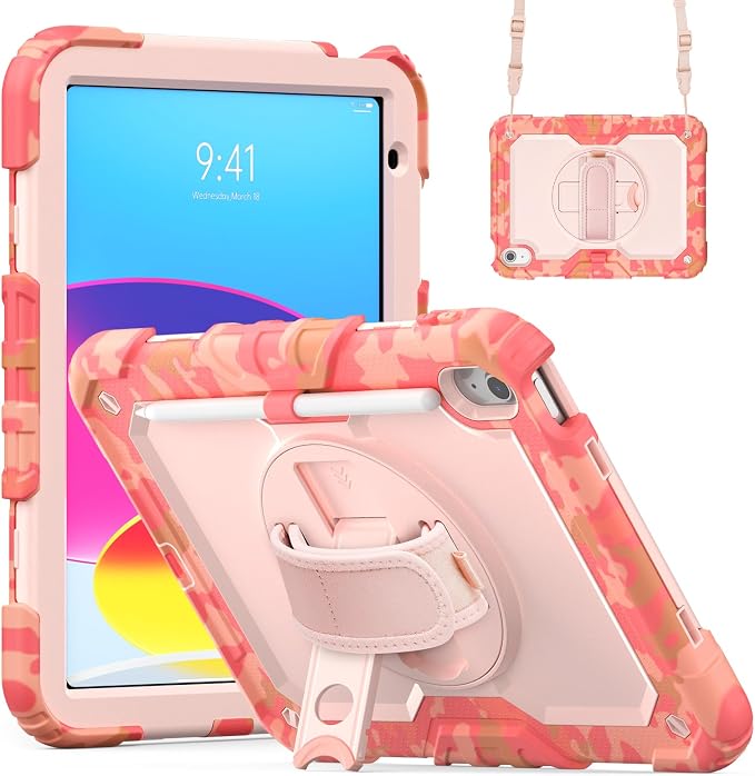 Dteck for Apple iPad 11 inch (A16 11th Gen) iPad 10.9 inch (10th Gen) Slim Clear Case with Kickstand Pencil Holder Reinforced Shockproof Corners Soft TPU Lightweight Protective Cover Transparent