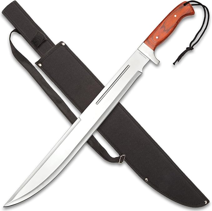 Timber Rattler Jungle Beast Machete | 18 3/4" Stainless Steel Blade | Secure Wooden Handle | Stainless Steel Guard | Durable Nylon Sheath Included | 25" Overall Length