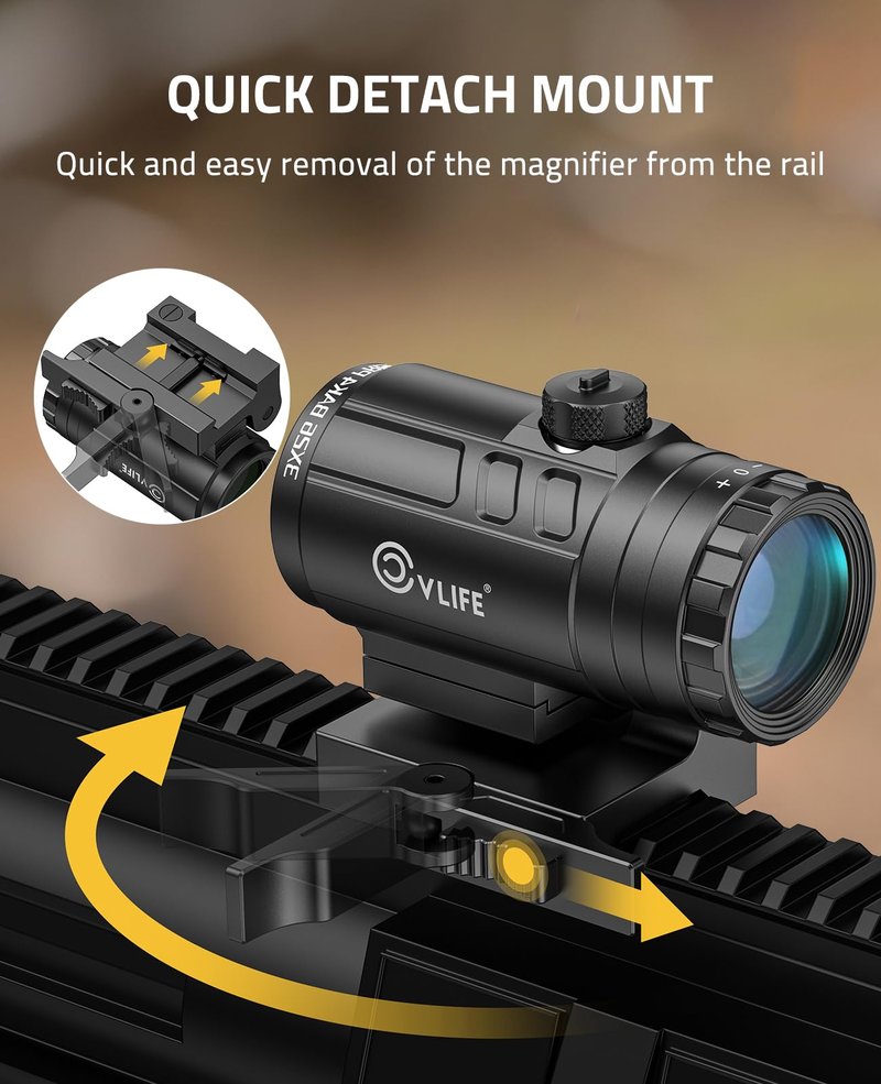 CVLIFE 3X Red Dot Magnifier with Quick-Release and Flip-to-Side Mount,2.95in Eye Relief,Absolute and Lower 1/3 Co-Witness Red Dot Sight with Magnifier,1000G Shockproof & IP67 Waterproof