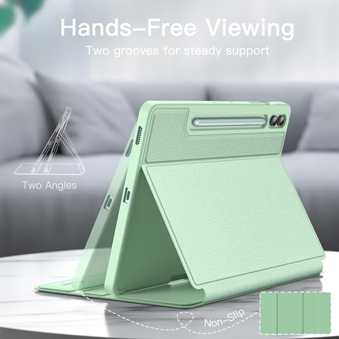 JETech Case for Samsung Galaxy Tab S9 FE+ / S9 FE Plus 12.4-Inch with S Pen Holder Slim Folio Stand Protective Tablet Cover Multi-Angle Viewing (Black)