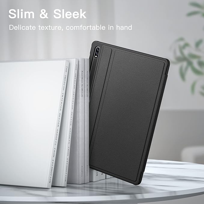 JETech Folio Case for Samsung Galaxy Tab S8 Plus/S7 FE/S7 Plus 12.4 Black | For 2022/2021/2020 Model Multi-Angle Stand Cover S Pen Holder Slim Protective Cover Auto Wake/Sleep