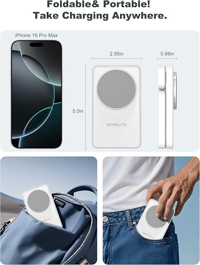 2025 Upgraded Wireless Charger for Apple: 3 in 1 Charging Station Foldable Fast for Apple iPhone 16/15/14/13/12 Max Plus Series - Portable Travel Charger for Apple Watch/Airpods Pro (White)