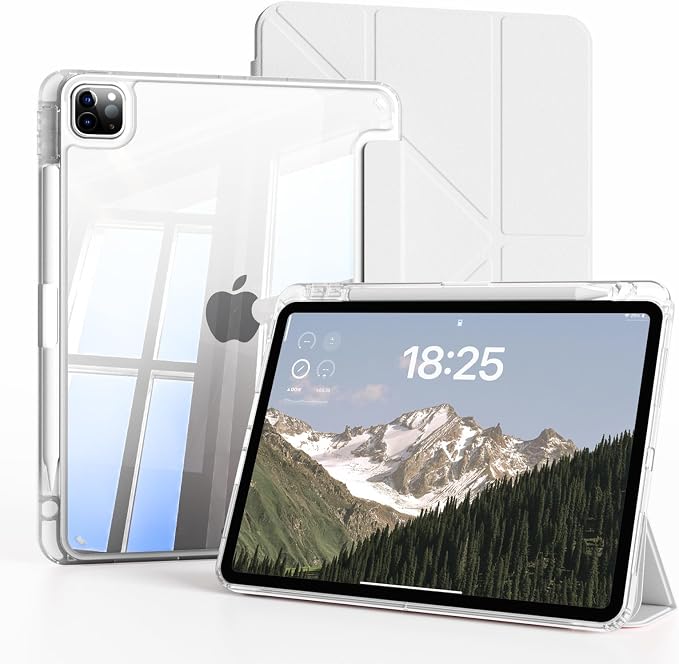 Clear Case for New iPad Pro 11 Inch Case M5/M4 2025/2024 (6th/5th Generation) Slim Shockproof TPU Cover with Pencil Holder Multi-Angle Stand &amp Auto Wake/Sleep (Black)