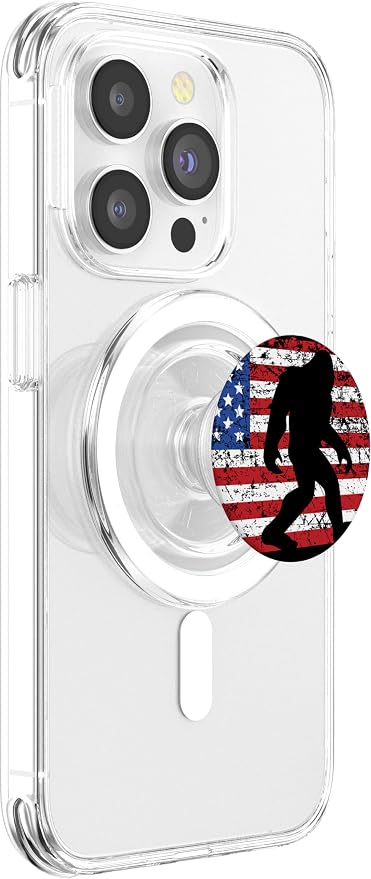 American Flag Bigfoot Black PopSockets Stand for Smartphones and Tablets PopSockets Adhesive PopGrip